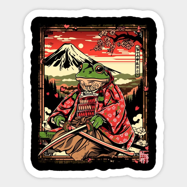 Frog Samurai Japanese Art Sticker by Vlaa